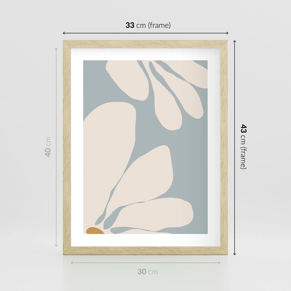 Plakat w ramie 30x40 - Pastelowe Marzenia Kwiatów - kwiaty, nowoczesne i minimalistyczne - rama drewno