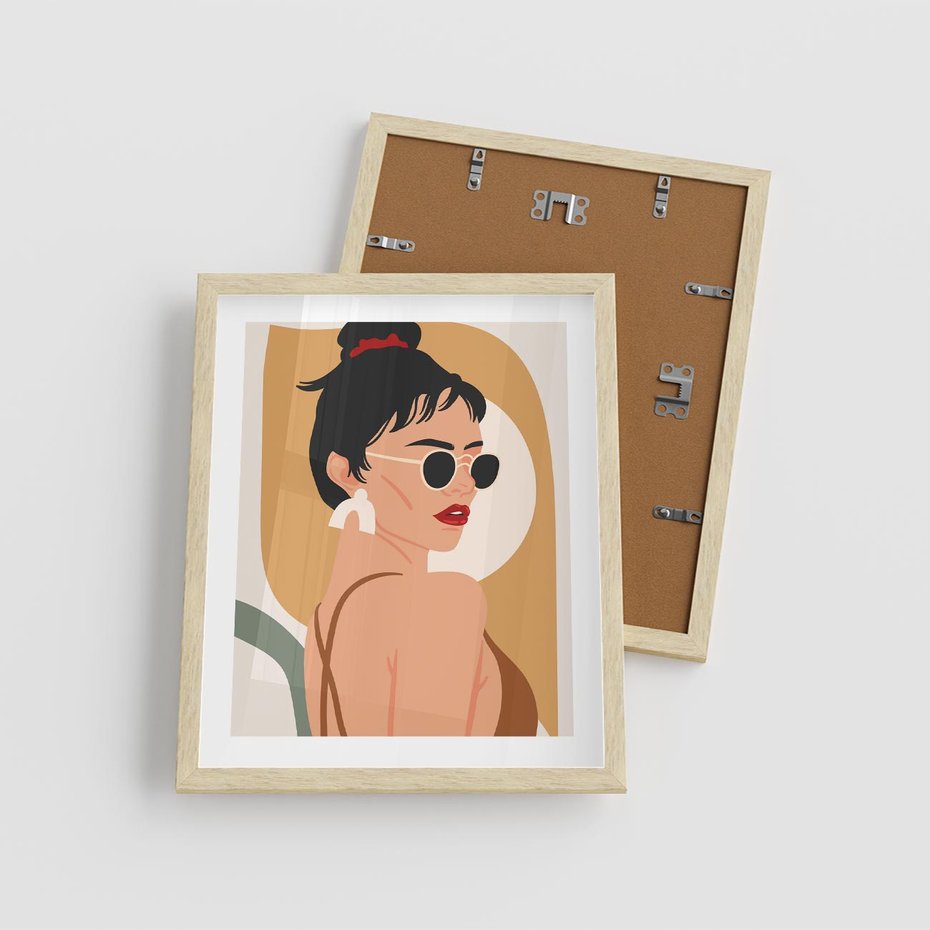 Plakat w ramie 40x50 - Kobieca Przenikliwość - nowoczesny plakat, styl retro - rama drewno