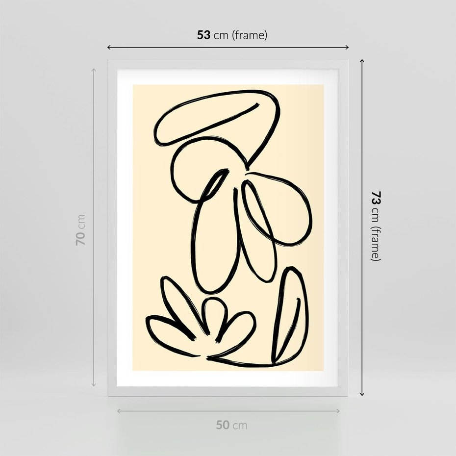 Plakat w ramie 50x70 - Złamane Granice - abstrakcyjna sztuka, przypominająca kwiat - rama biała