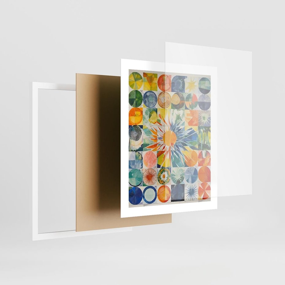 Plakat w ramie 40x50 - Rozkwitające Wzory Abstrakcji - abstrakcyjny obraz, mnogość kolorów - rama biała