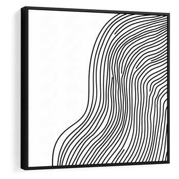 Obraz w ramie 50x50 - Refrakcje Przestrzeni - mnimalistyczna forma, czarne linie - rama czarna