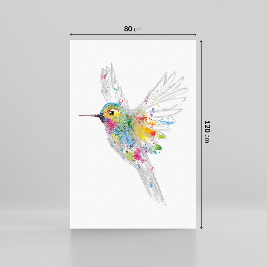 Obraz na płótnie 80x120 - Koliber w akwareli - akwarela, koliber