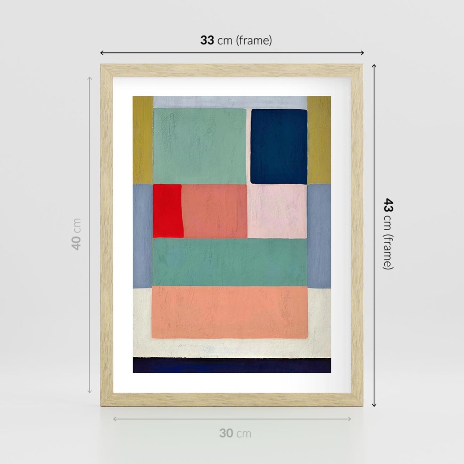 Plakat w ramie 30x40 - Bezgraniczne Nastroje Harmonii - abstrakcyjne geometryczne kształty, olejny obraz - rama drewno