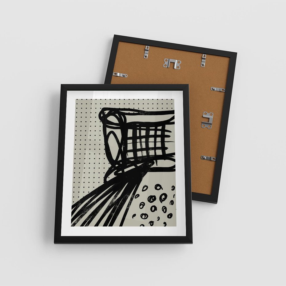 Plakat w ramie 40x50 - Złudne Kontemplacje - abstrakcyjna mroczna kompozycja, nieregularne - rama czarna