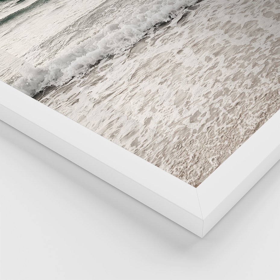 Zestaw obrazy w ramie 40x50 galeria - Plaża, morze, piasek, ślady, stóp - rama biała