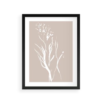 Plakat w ramie 40x50 - Impresje Pastelowych Nastrojów - minimalistyczny delikatny obraz, beżowe odcienie - rama czarna