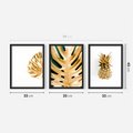 Zestaw obrazy w ramie 30x40 galeria - Złoty, ananas, monstera, gold - rama czarna