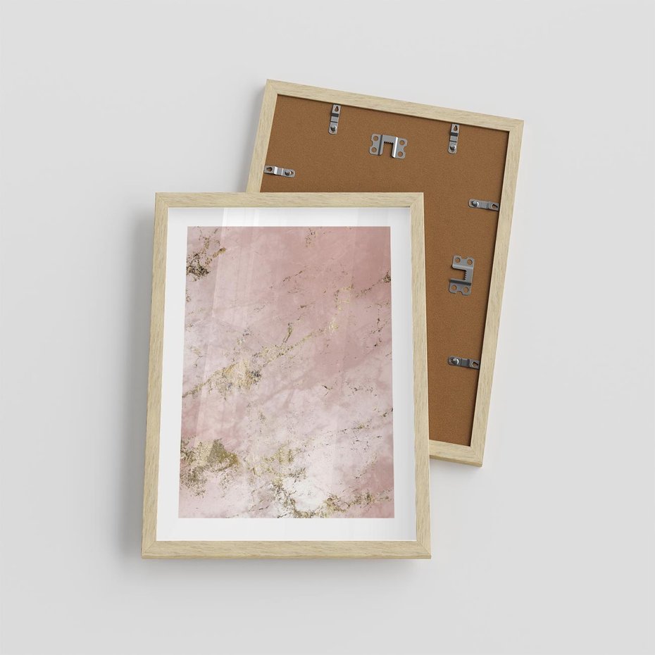 Plakat w ramie 30x40 - Piękno w Szczegółach - marmur, złoto - rama drewno