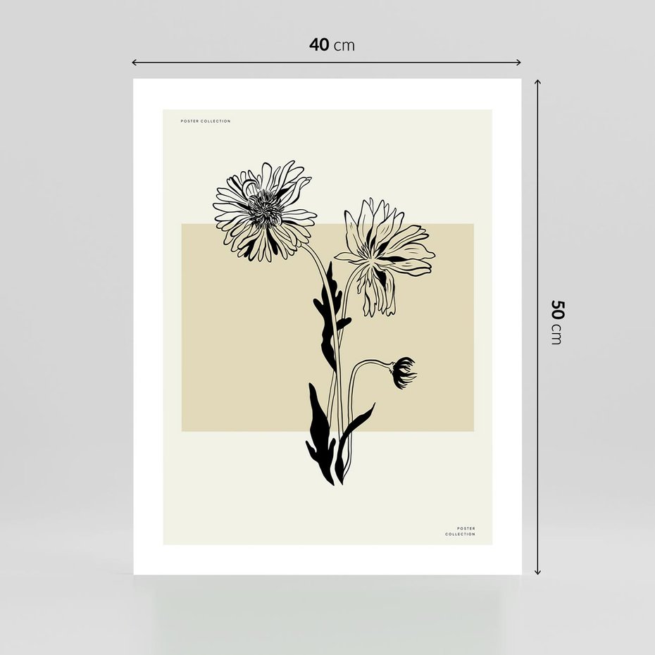 Plakat bez ramy 40x50 - Kwiatowe Płótno - kwiaty, typografia