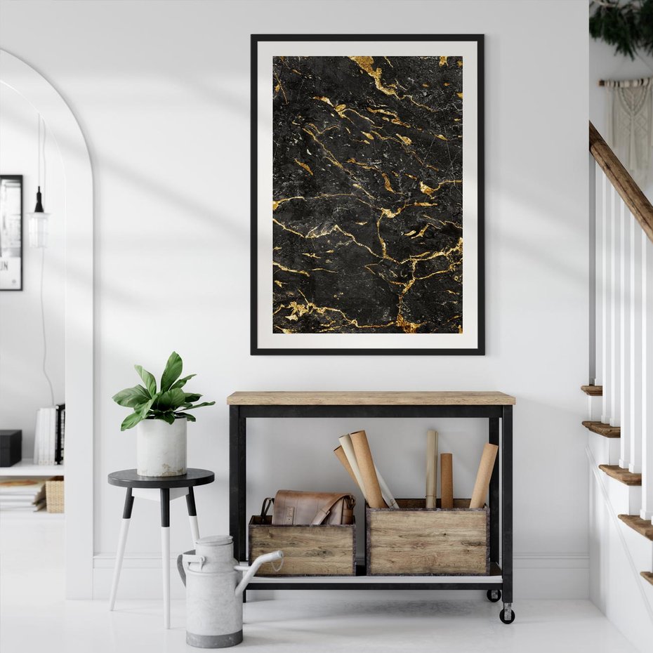 Plakat bez ramy 30x40 - Egzotyczny Blask - marmur, złoto