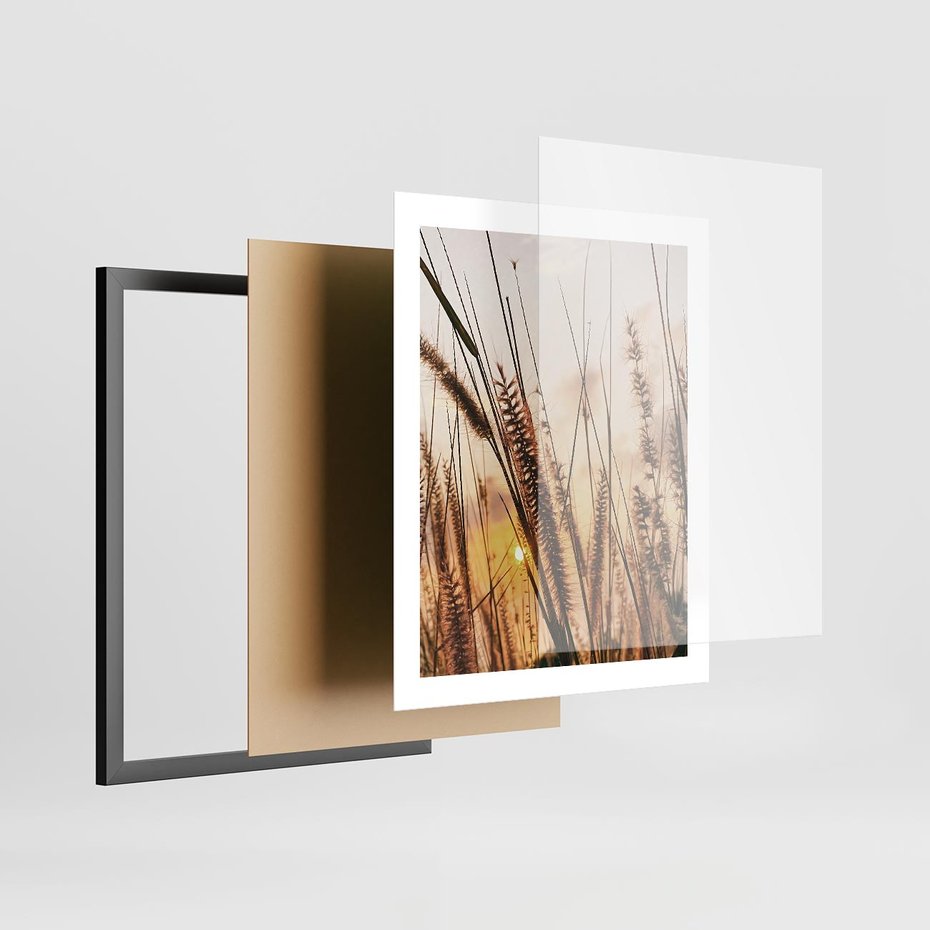 Plakat w ramie 40x50 - Malownicza Łąka z Trawam - trawy, łąka - rama czarna