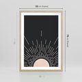 Plakat w ramie 50x70 - Słoneczny Portret Duszy - boho czarne słońce, nowoczesna grafika - rama drewno