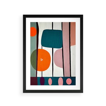 Plakat w ramie 30x40 - Migotliwa Aura Serca - abstrakcyjny obraz olejny, dziwne formy - rama czarna