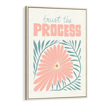 Obraz w ramie 80x120 - Symfonia Światła - typografia, pastelowa stokrotka - rama drewno