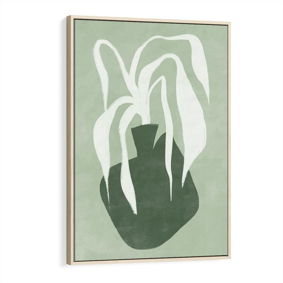 Obraz w ramie 70x100 - Zieleń Pulsującego Spokoju - zielona abstrakcja, zgaszona zieleń - rama drewno