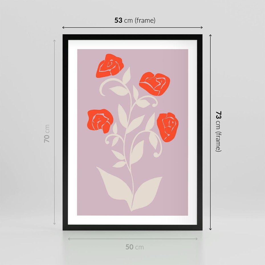 Plakat w ramie 50x70 - Migotliwe Widzenie Kwiatów - nowoczesny plakat, roślinne motywy - rama czarna