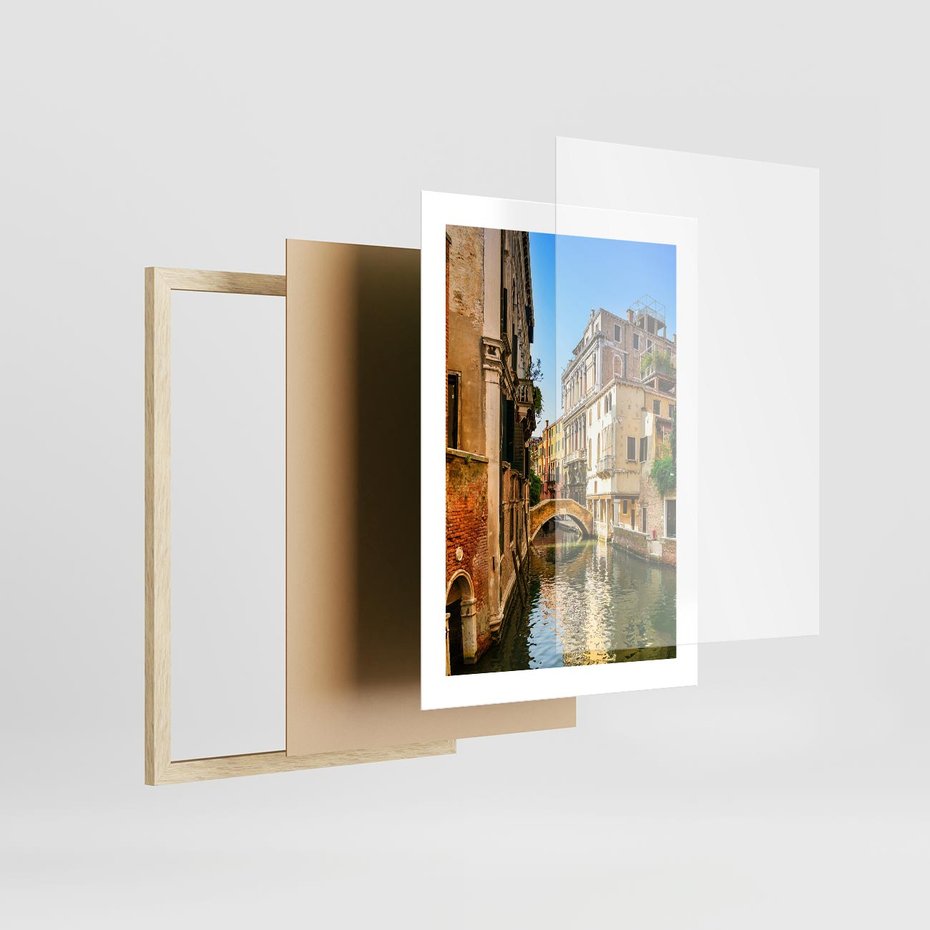 Plakat w ramie 30x40 - Magia Kanałów Weneckich - Wenecja, kanały - rama drewno