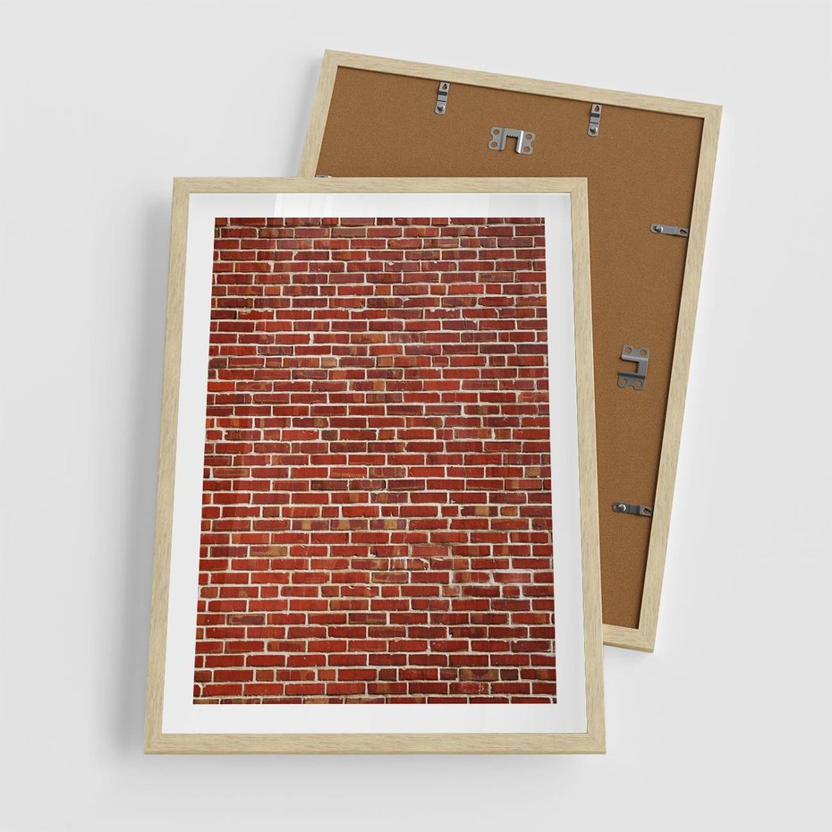 Plakat w ramie 50x70 - Mur z Cegieł - cegły, mur - rama drewno