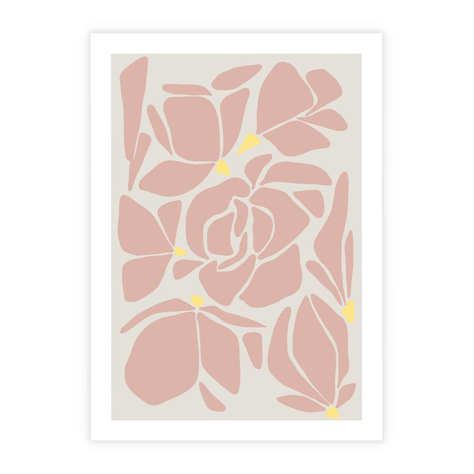Plakat bez ramy 21x30 - Rozplątane Akwarelowe Formy - abstrakcyjne boho kwiaty, kompozycja