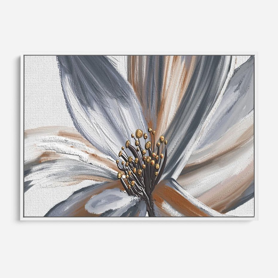 Obraz w ramie 120x80 - Olejne kwiaty - wyraz emocji - kwiaty, malowane - rama biała