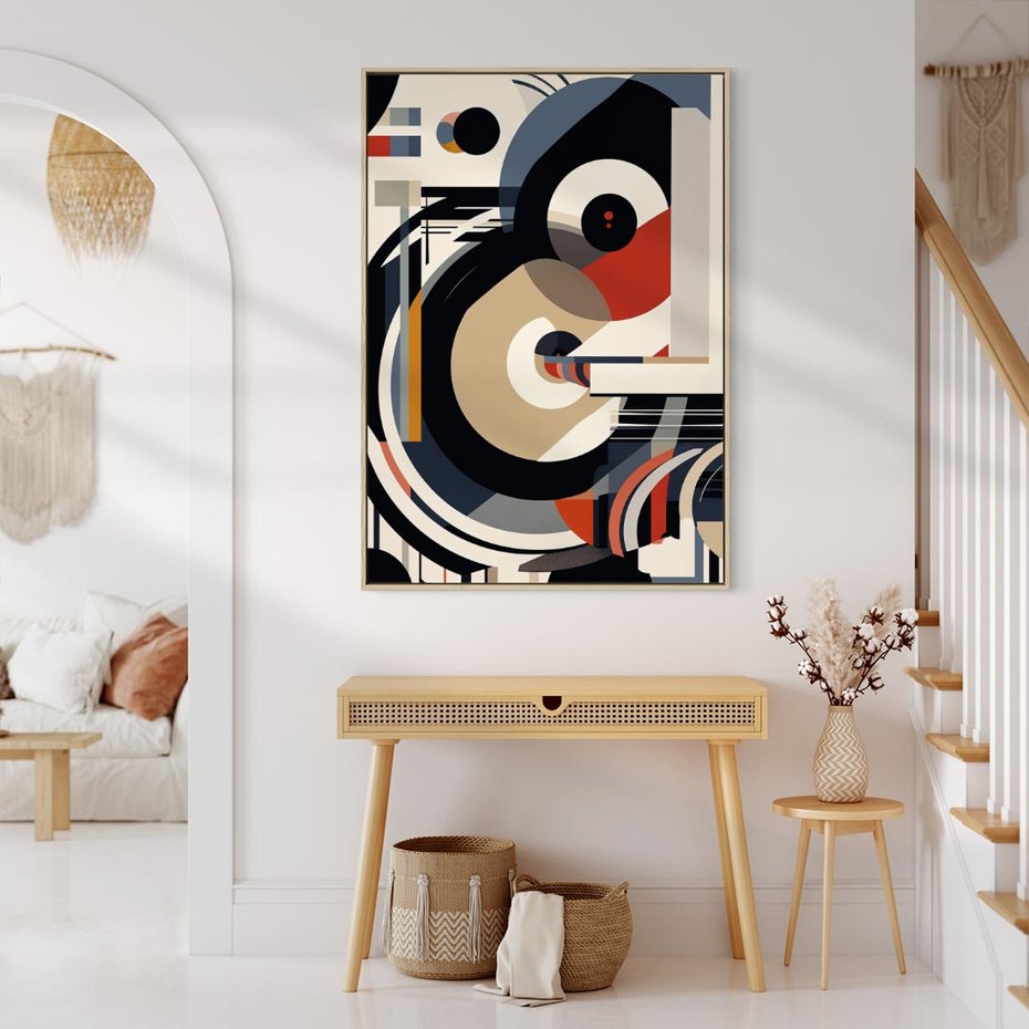 Obraz w ramie 50x70 - Wibracje Marzeń - abstrakcyjny obraz, geometryczne koła - rama drewno