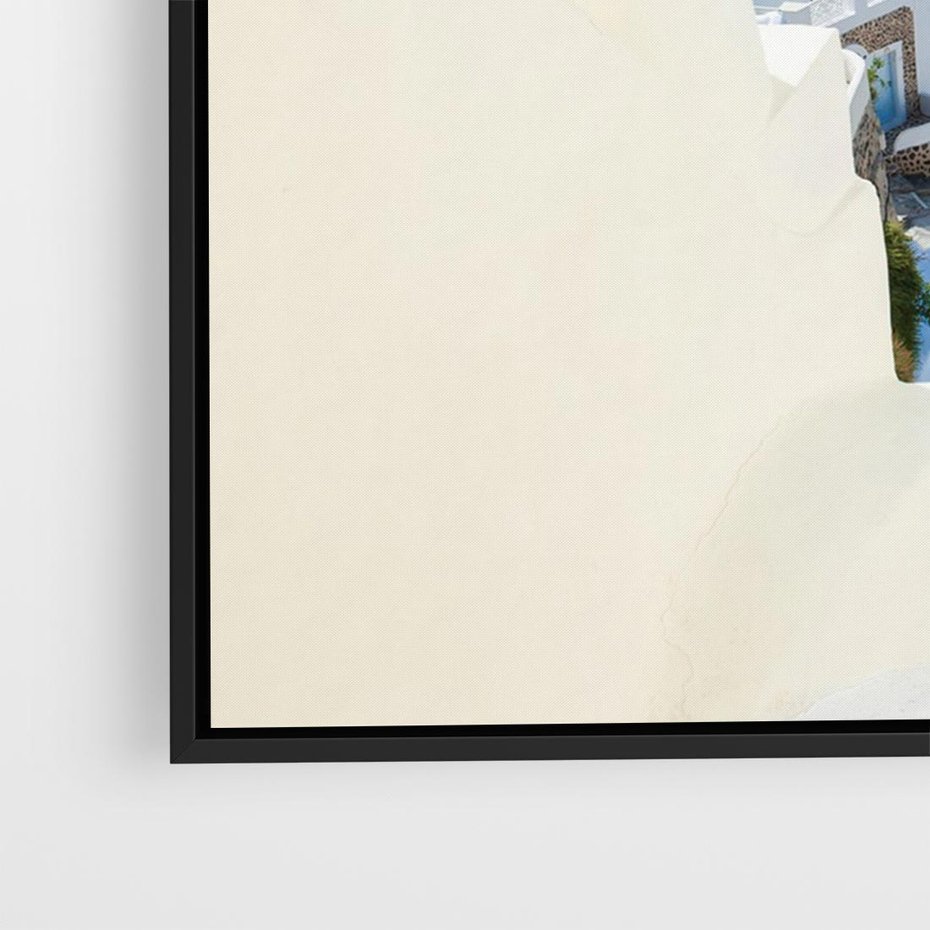 Obraz w ramie 100x70 - Malowniczy urok wyspy - Santorini, schodki - rama czarna