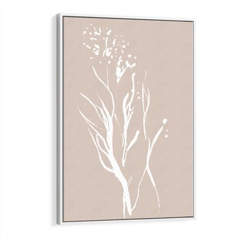 Obraz w ramie 80x120 - Impresje Pastelowych Nastrojów - minimalistyczny delikatny obraz, beżowe odcienie - rama biała