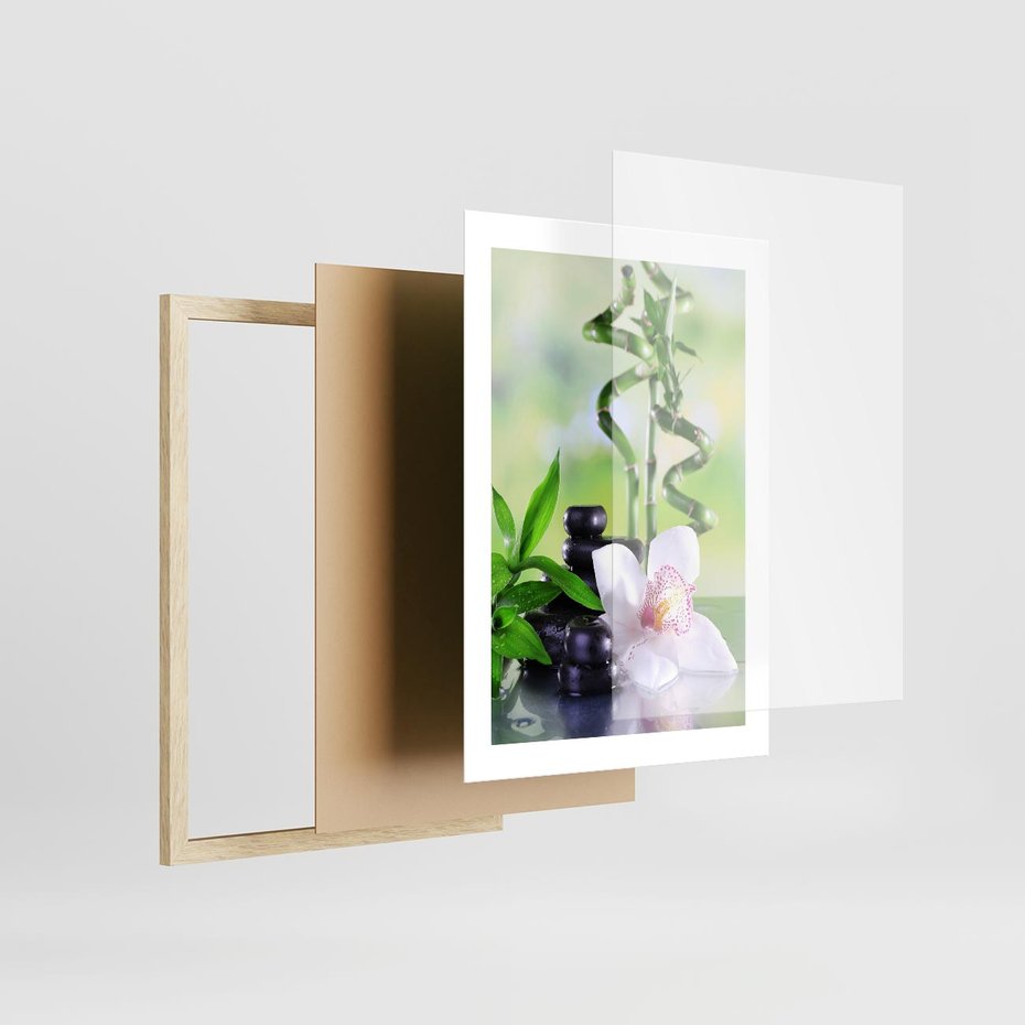 Plakat w ramie 30x40 - Spa pełne kwiatów i relaksu - spa, kwiat - rama drewno