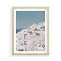 Plakat w ramie 50x70 - Śródziemnomorski Urok - zdjęcie Santorini, białe budynki - rama drewno