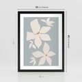 Plakat w ramie 30x40 - Błękit Kwiatów - kwiaty, nowoczesne i minimalistyczne - rama czarna