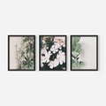 Zestaw obrazy w ramie 40x50 galeria - Liście, kwiaty, nowoczesny, styl - rama czarna
