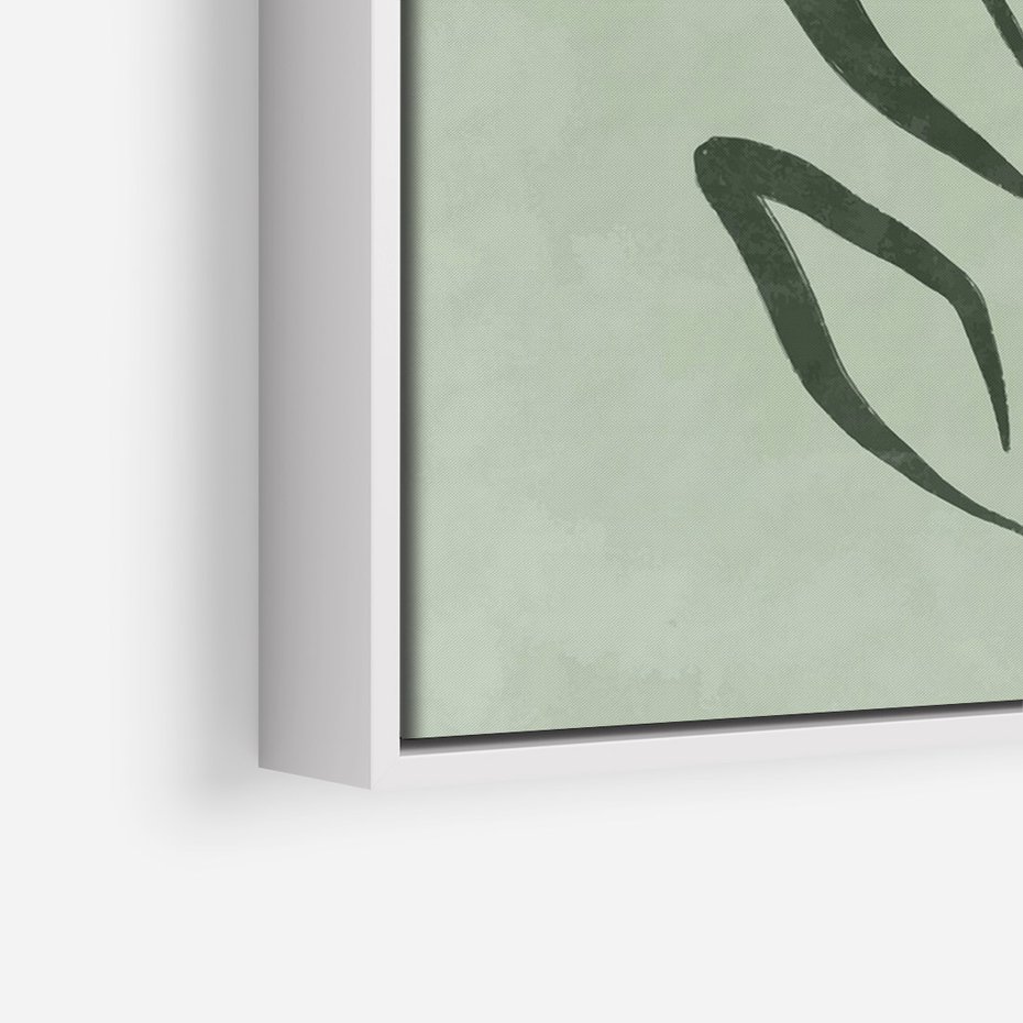 Obraz w ramie 50x70 - Zieleń Wyjątkowego Ukojenia - zielona abstrakcja, zgaszona zieleń - rama biała