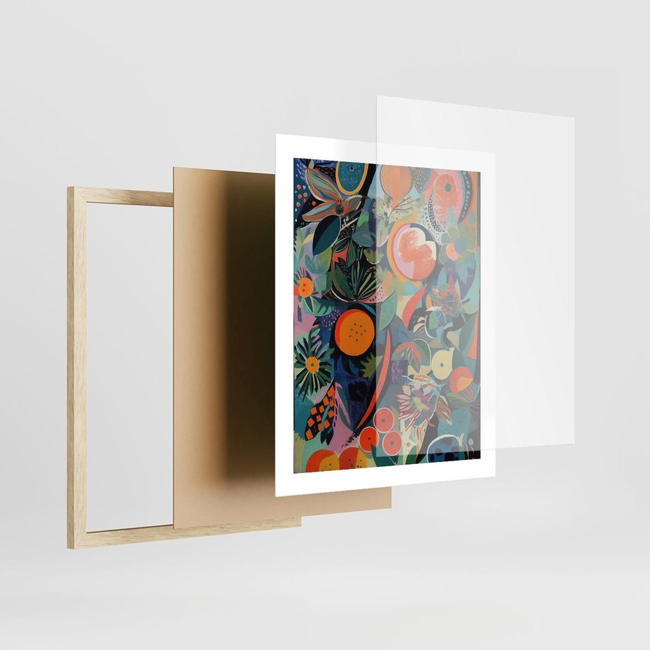 Plakat w ramie 40x50 - Echa Nietuzinkowych Wzorców - abstrakcyjny obraz olejny, jak picasso - rama drewno