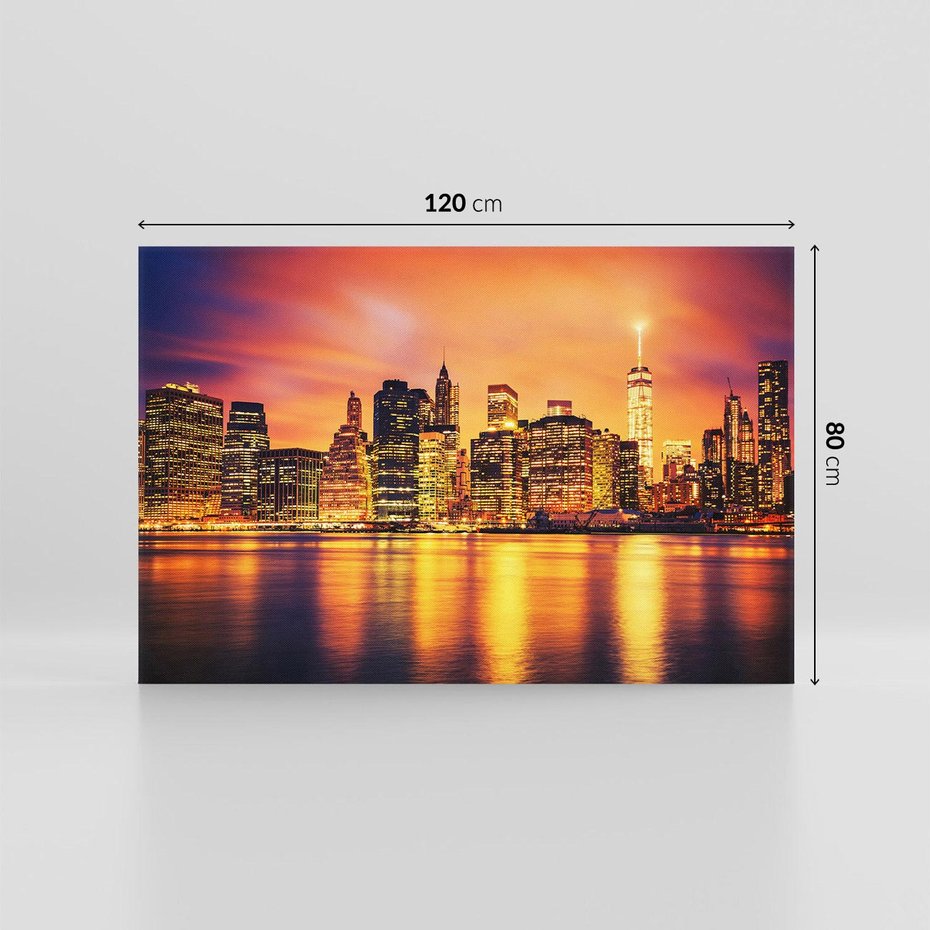 Obraz na płótnie 120x80 - Zachód słońca w Nowym Jorku - Nowy Jork, zachód