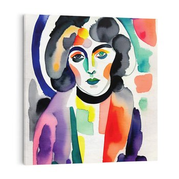 Obraz na płótnie 40x40 - Subtelne Akwarelowe Ulotności - abstrakcyjny akwarelowy portret kobiety, rozmyte farby