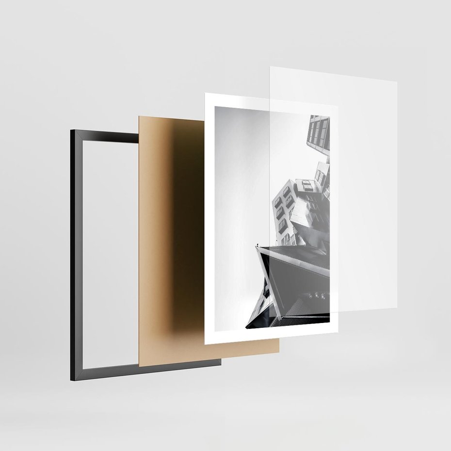 Plakat w ramie 50x70 - Czarno-Biały Świat - architeltura, surowość - rama czarna