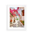 Plakat w ramie 30x40 - Kwiatowa uliczka wakacji - kwiaty, uliczka - rama biała
