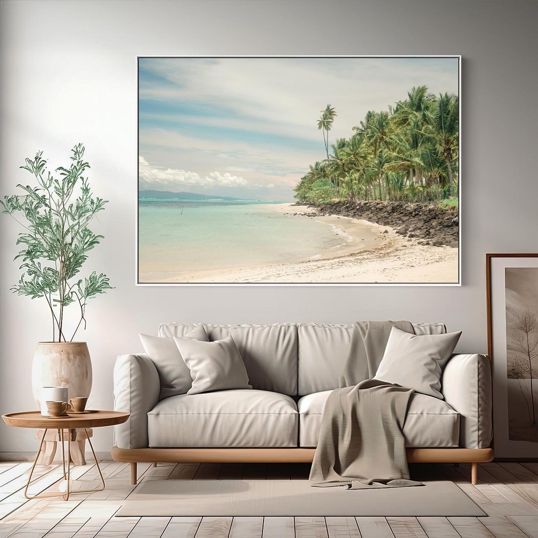 Obraz w ramie 70x50 - Uczta Egzotycznych Marzeń - fotografia, rajska plaża - rama biała