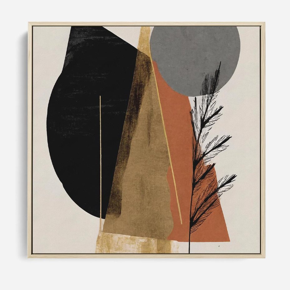 Obraz w ramie 80x80 - Wibracje Barw Ziemi - abstrakcyjny obraz, dziwne formy - rama drewno