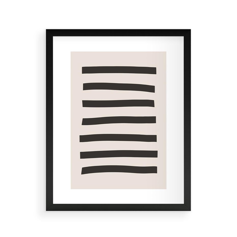 Plakat w ramie 40x50 - Strukturalna Rewolucja Form - minimalizm, czarne pasy - rama czarna