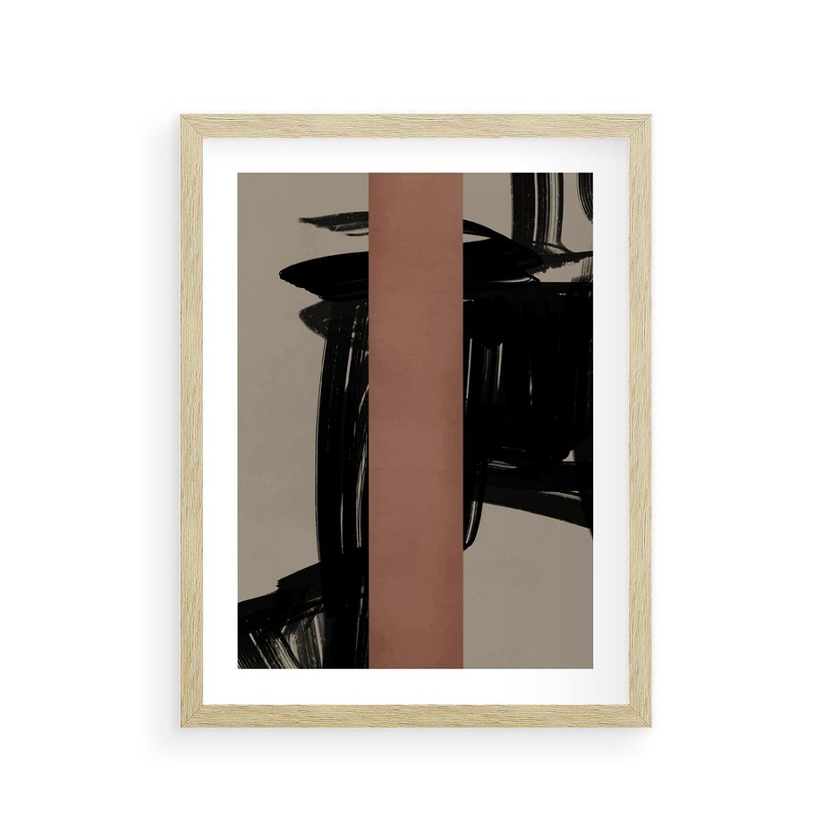 Plakat w ramie 30x40 - Niezwykłe Przeobrażenia - abstrakcja, czarne splatane linie - rama drewno