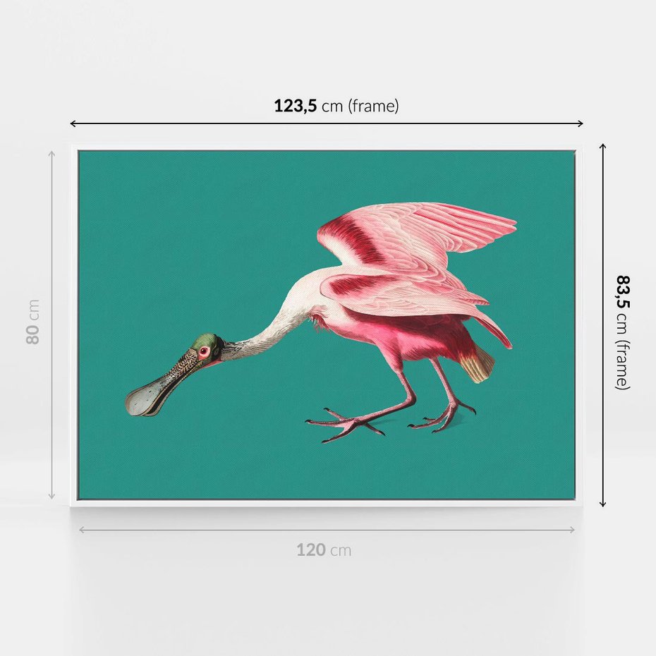 Obraz w ramie 120x80 - Różowy Ptak Wyobraźni - różowy ptak, wyobraźnia - rama biała