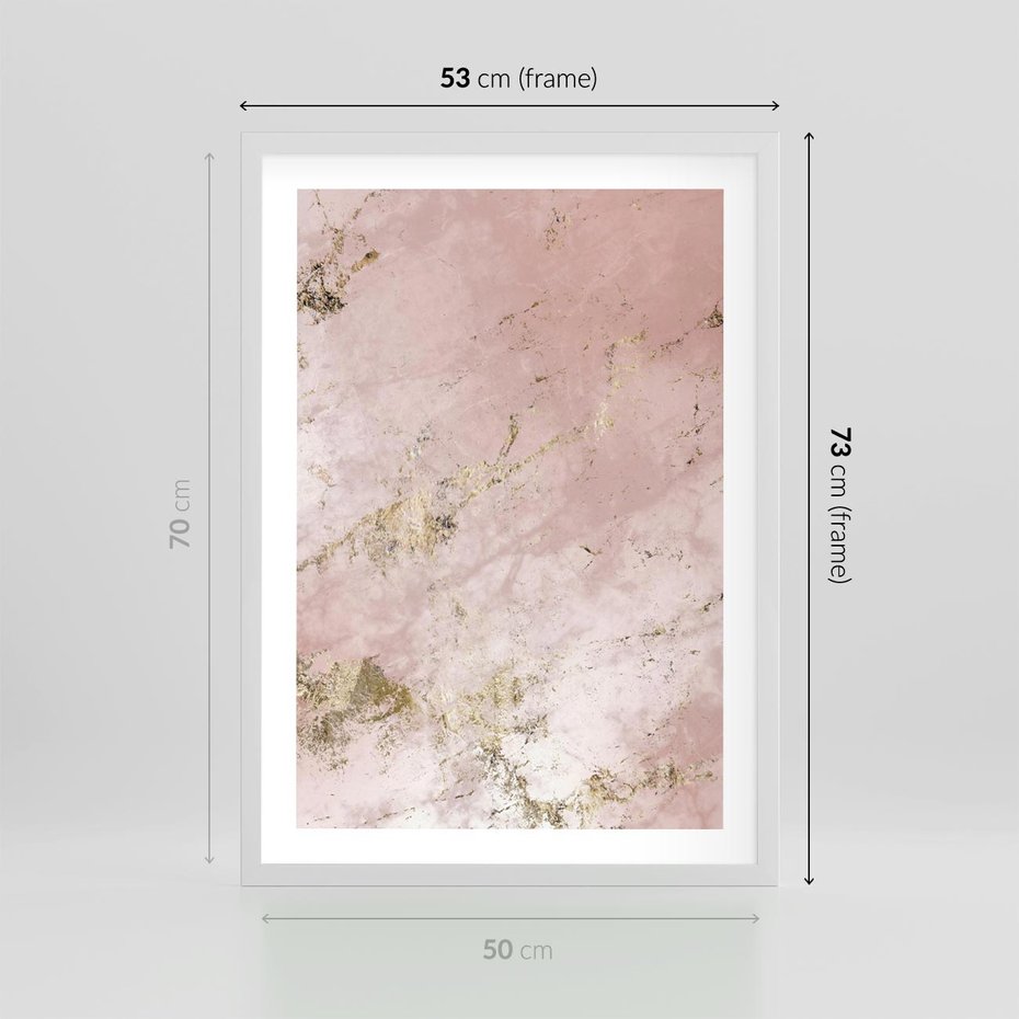 Plakat w ramie 50x70 - Piękno w Szczegółach - marmur, złoto - rama biała