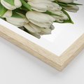 Plakat w ramie 30x40 - Białe tulipany w pełnym rozkwicie - białe, tulipany - rama drewno