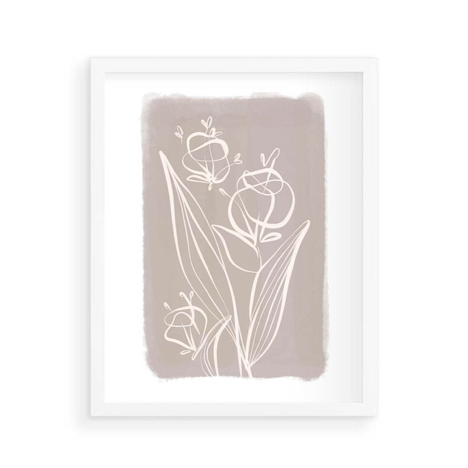 Plakat w ramie 40x50 - Pastelowe Nastroje - nowoczesny subtelny plakat, beżowy - rama biała
