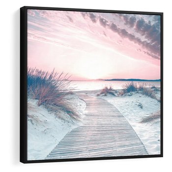 Obraz w ramie 50x50 - Magia Zachodu Słońca - fotografia, stonowane kolory - rama czarna