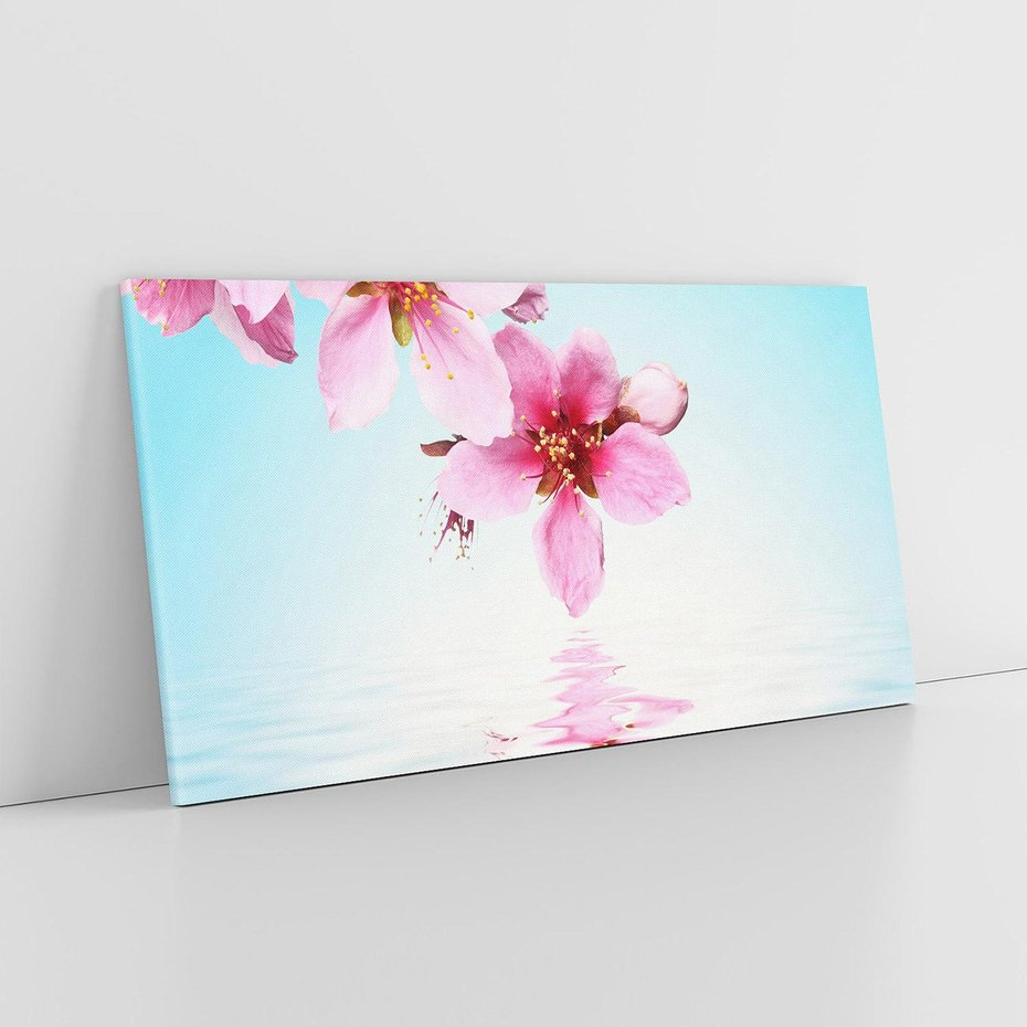 Obraz na płótnie 100x50 - Kwiatowa oaza nad wodą - kwiaty, woda