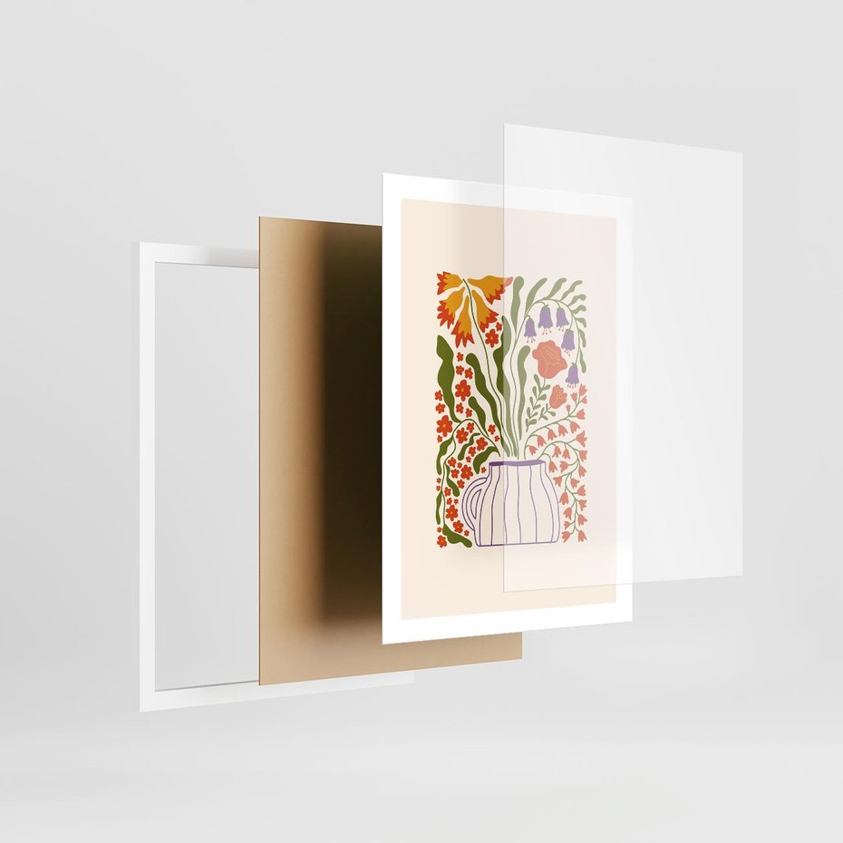 Plakat w ramie 50x70 - Świeżość Kwiatów - kwiaty w wazonie, minimalistyczna kompozycja - rama biała