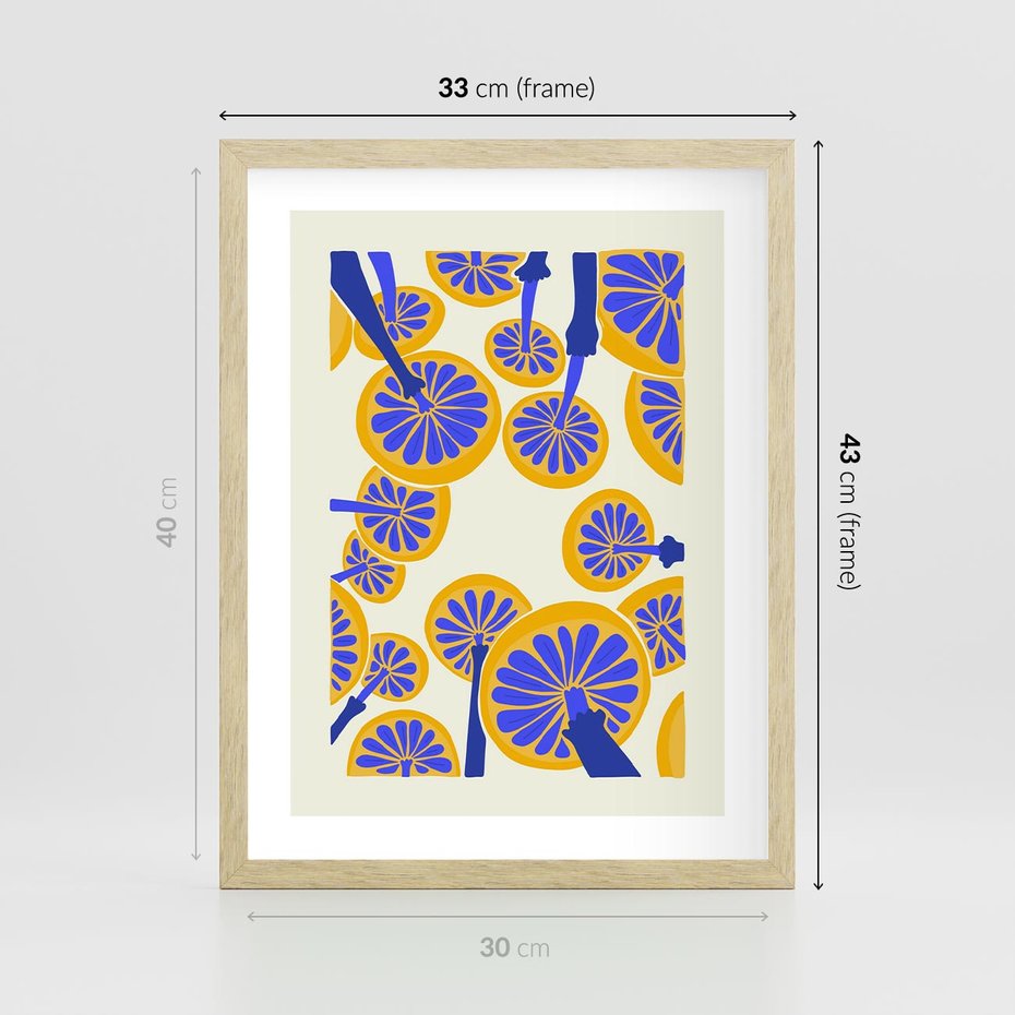 Plakat w ramie 30x40 - Malowane w słońcu - abstrakcyjna kompozycja, grzyby - rama drewno