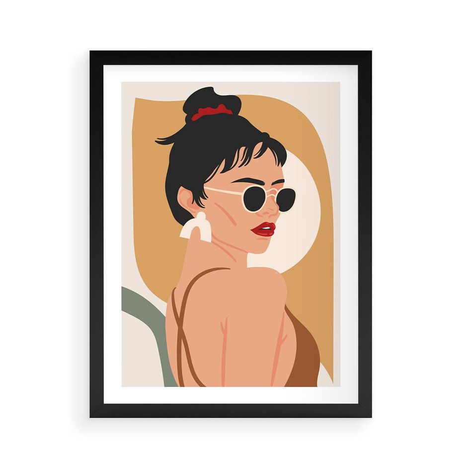 Plakat w ramie 50x70 - Kobieca Przenikliwość - nowoczesny plakat, styl retro - rama czarna